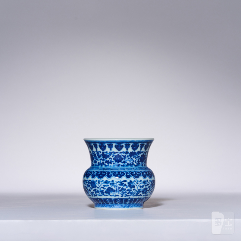 清道光 青花缠枝莲纹渣斗 - 图4